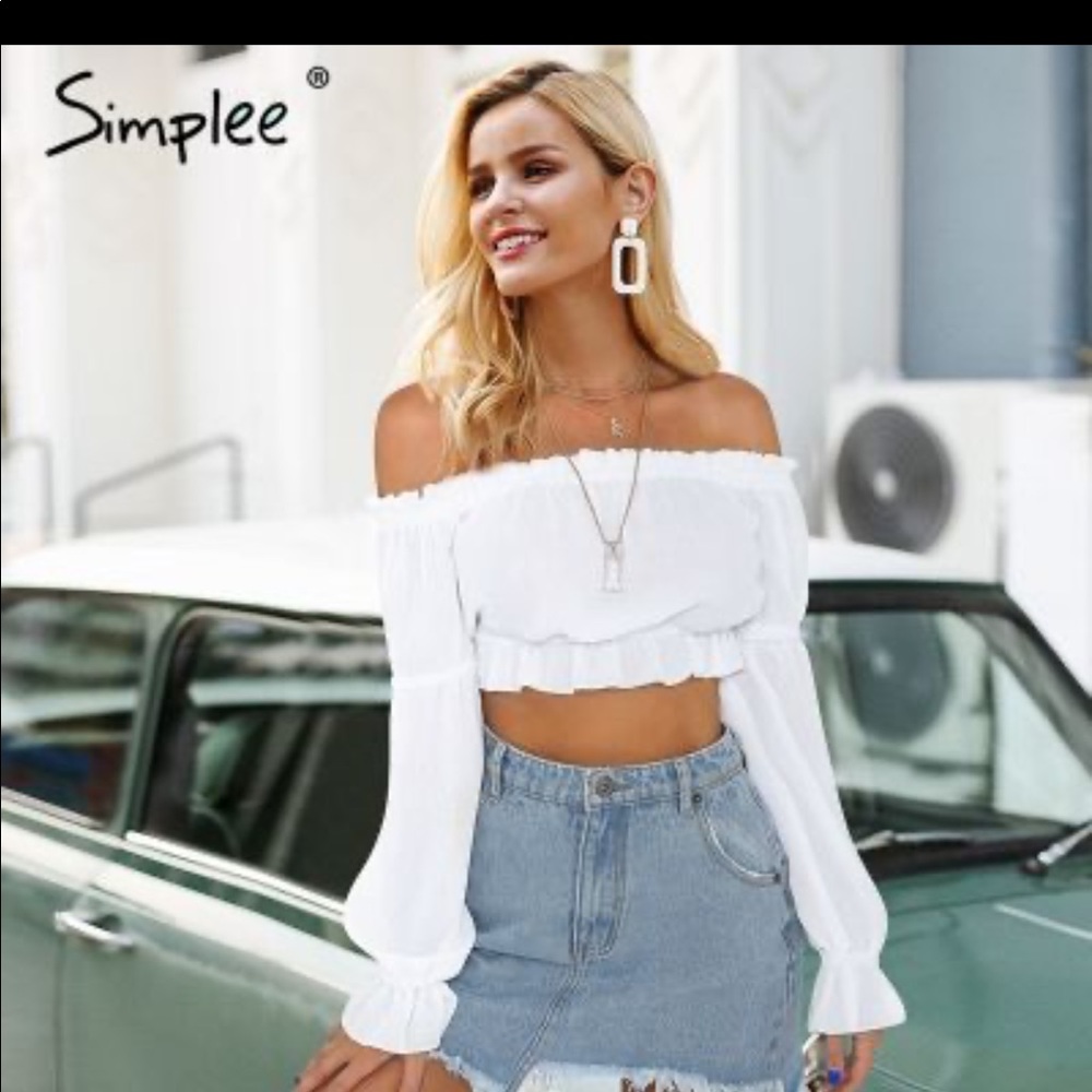Papaya Off the shoulder Crop Top Size Medium